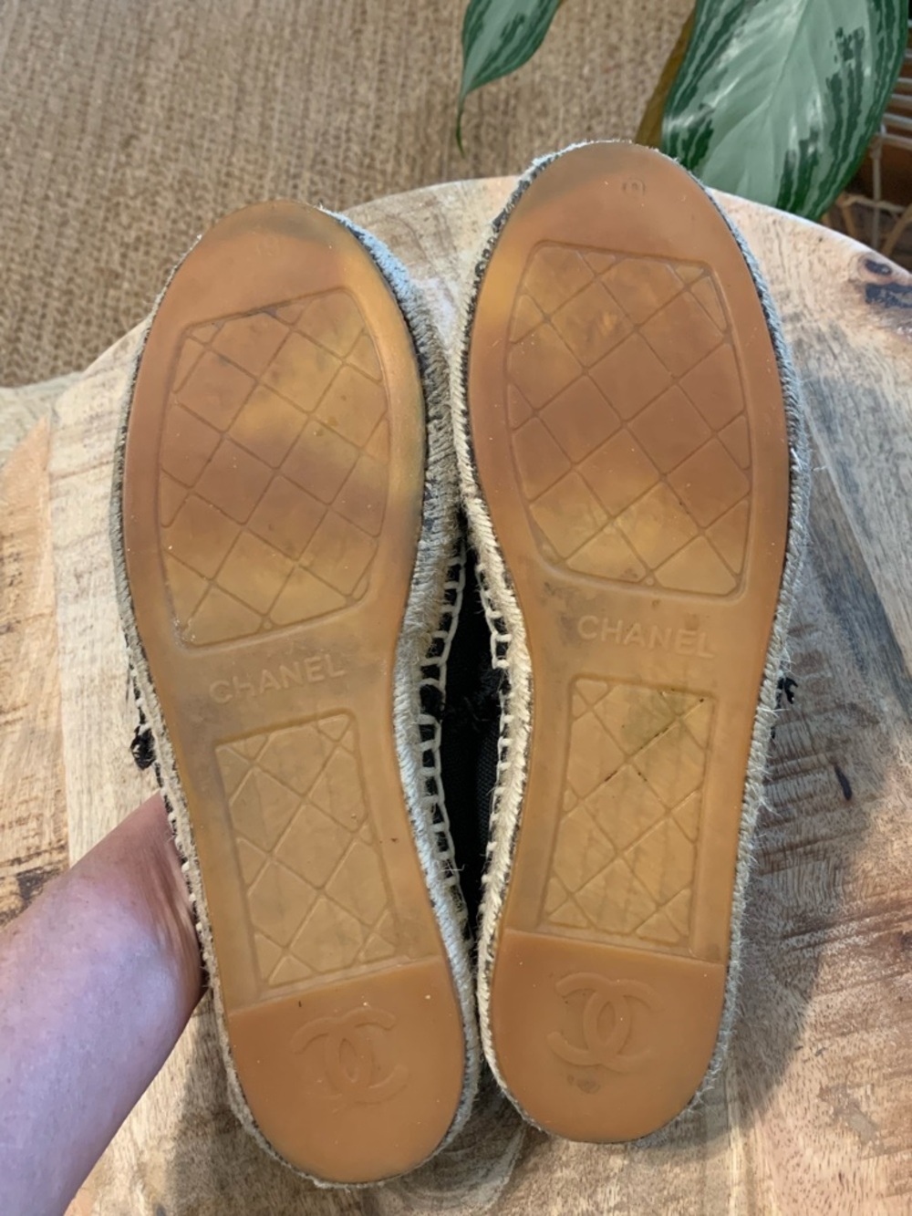 CHANEL Black Canvas Espadrille Slippers with CC Stitching - Picture 6 of 7